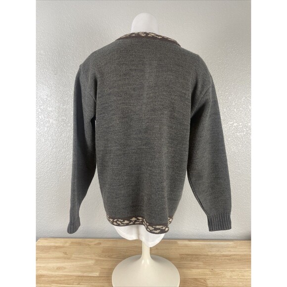 VTG Wool Blend Cardigan Sweater Gray Cat Cheetah Buttons Bling GrandmaCore Sz M - Picture 3 of 9